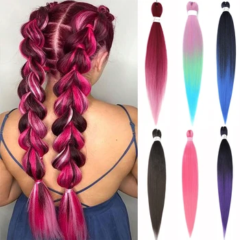 Extensiones de cabello trenzado preestirado de 26 pulgadas para trenzas Afro de ganchillo, pelo falso sintético DIY, trenza Jumbo de opción multicolor