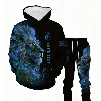 ชุดเซ็ตเสื้อฮู้ดและกางเกงลายสิ...