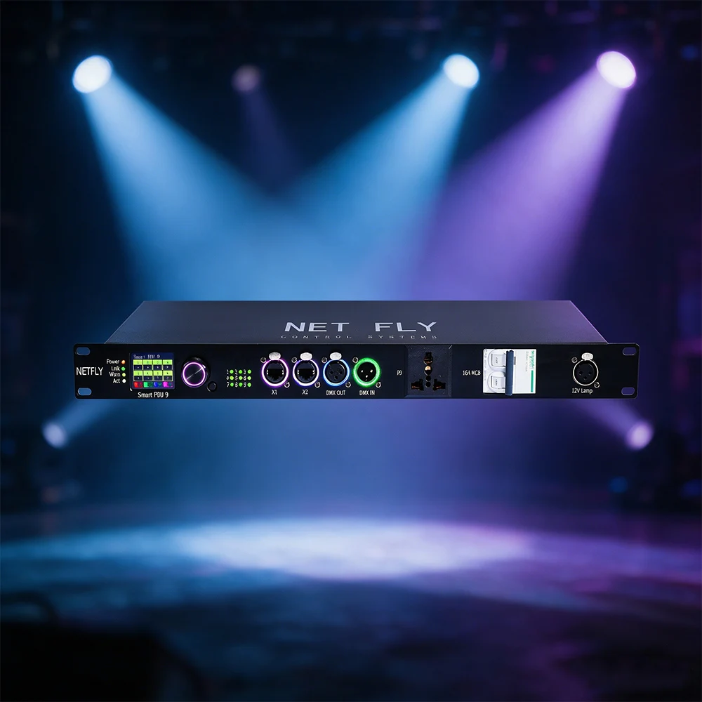 9 Way DMX Power Distribution Unit Professional PDU9 Stage DMX Power Switcher Isolated DMX RDM ArtNet sACN Network for DJ Lights