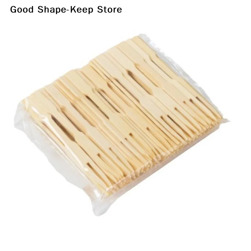 daily100Pcs Disposable Bamboo Fruit Forks Two Prong Portable Wooden Picks for Takeout Dessert Snack Outdoor Camping Trip