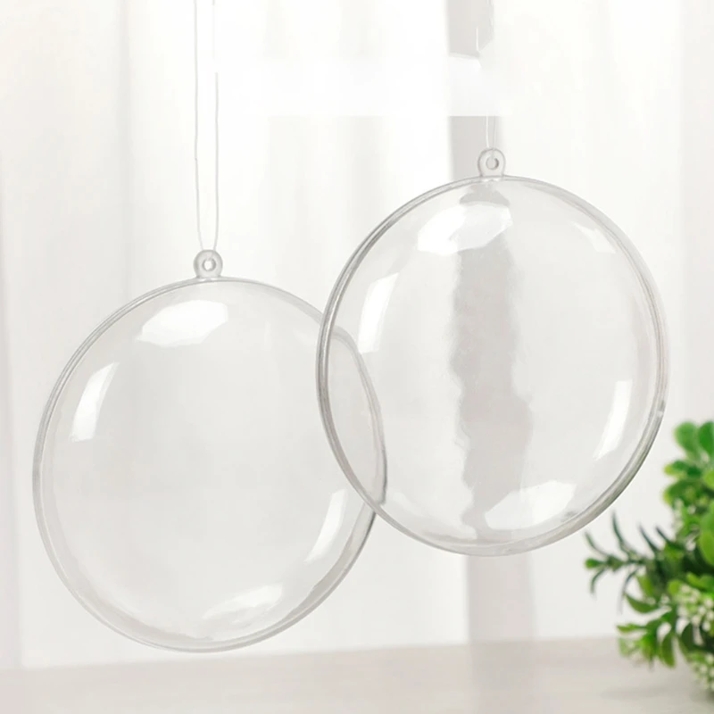 Ornement en plastique transparent forme Oblate, 3.5 pouces, affichage rechargeable noël, boules plates suspendues, boîte à