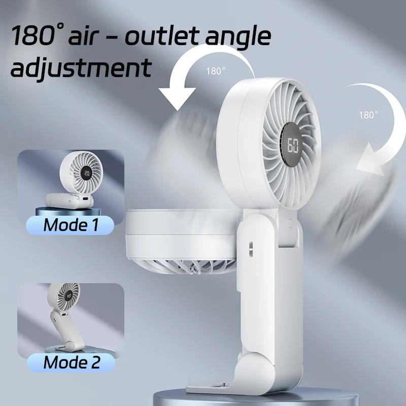 مروحة يد كهربائية جديدة محمولة 5 تروس تبريد الهواء محمولة قابلة للطي يمكن ارتداؤها مروحة USB قابلة للشحن مروحة تهوية صغيرة