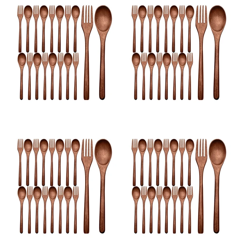 64Pcs Wooden Spoons Forks Set Including Wooden Spoons And Wooden Forks Japanese Wooden Utensil Set Reusable Handmade