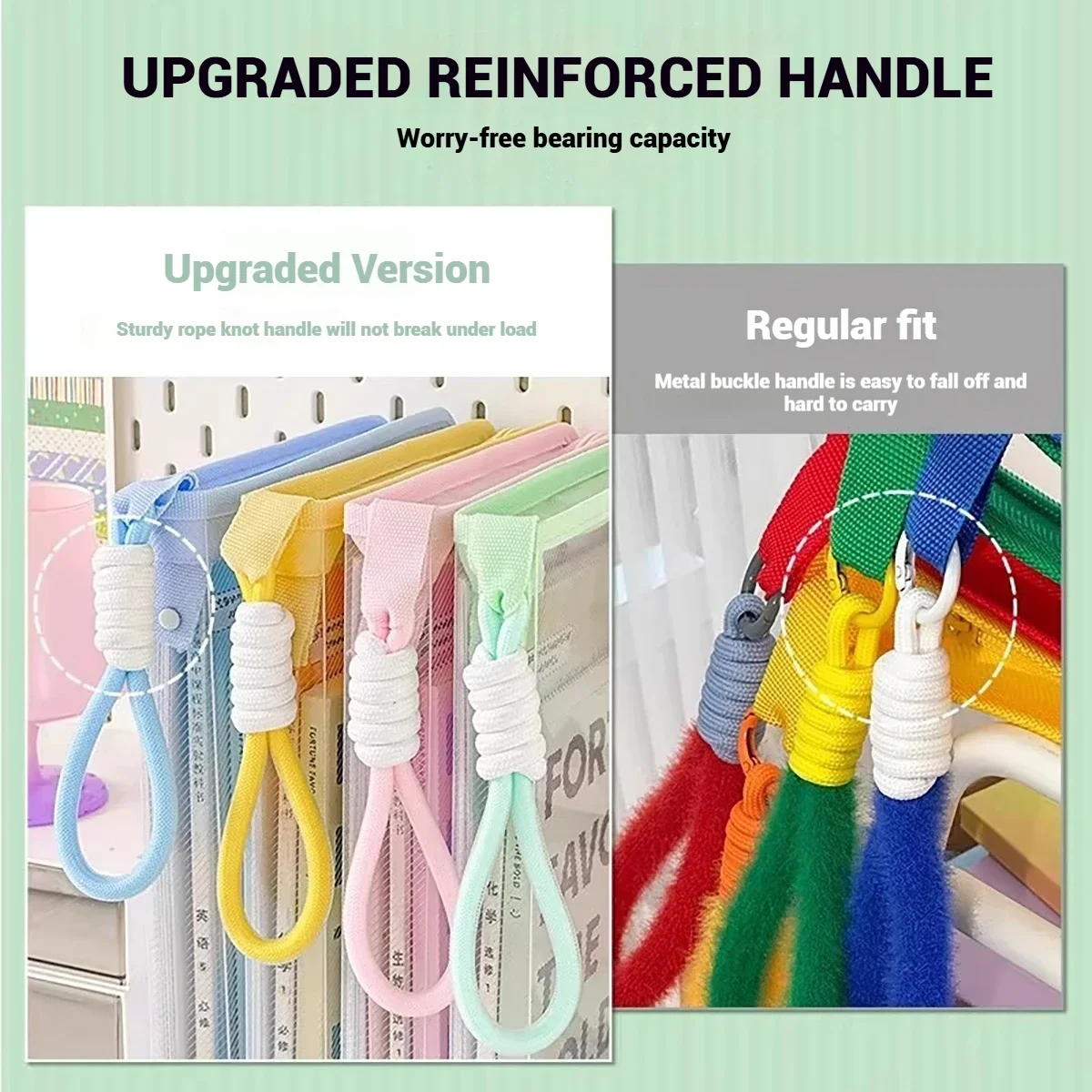 Transparent Zippered Document Storage Bag with Clip Expanded Mesh Zipper Pouch Bags for Storing Teaching Plan, Homework A4