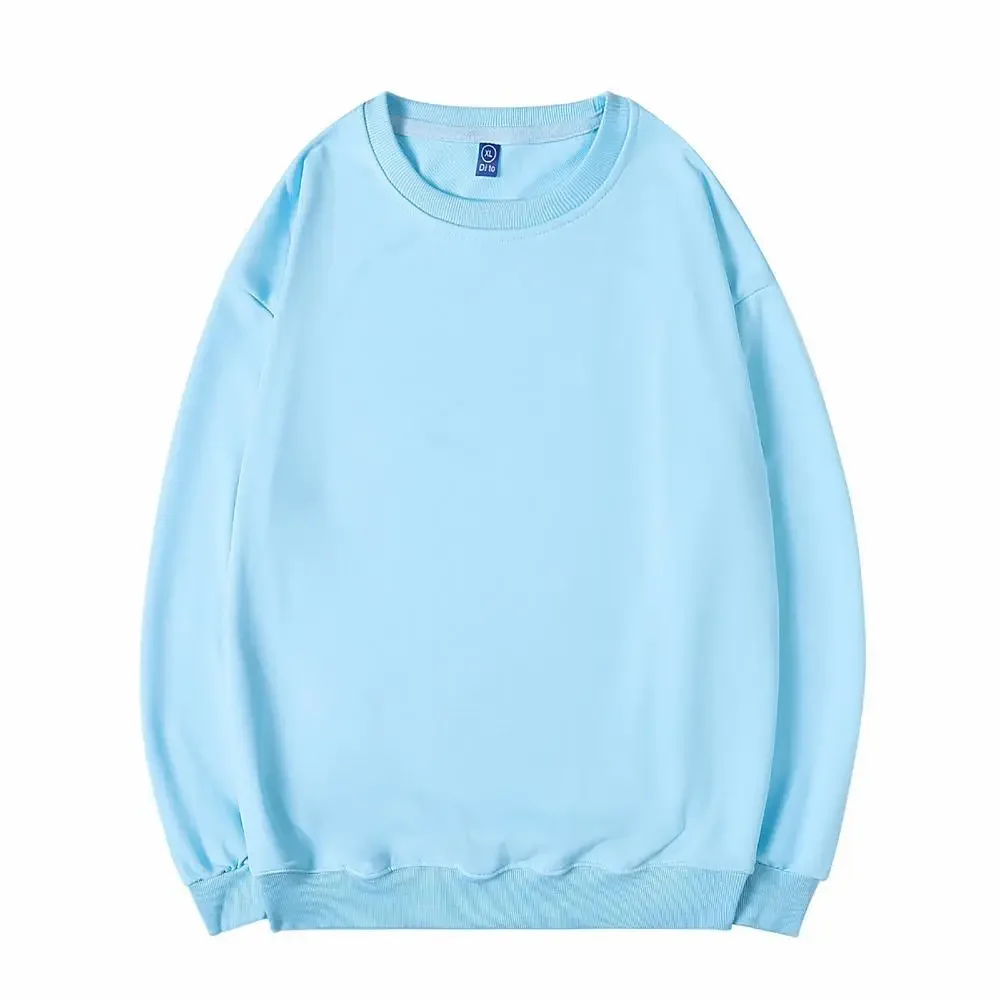 Autumn Thin Sweatshirts for Men and Women Crew Neck Solid Color Loose Casual Drop Shoulder Large Size Long Sleeve Sweatshirt
