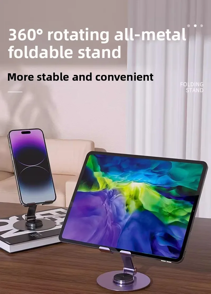 Rotatable Desktop Phone Tablet Stand, Lazy Holder for Bedside Watching Video, Universal Support for Phone Pad Shooting