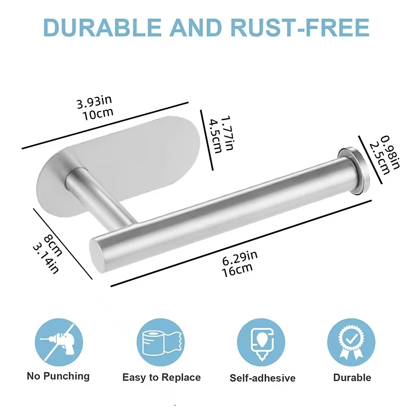 Adhesive Toilet Paper Holder Kitchen Roll Towel Rack Napkin Dispenser Absorbent Stand Tissue Hanger Bathroom Accessories view 6