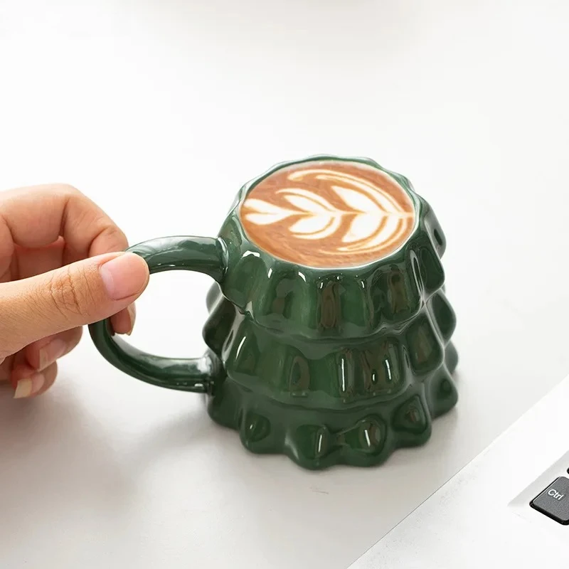 Christmas Tree Shaped Porcelain Mugs Water Cup Xmas Tableware Coffee Mug Dining Table Afternoon Tea Teacup Fruits Juice Cup