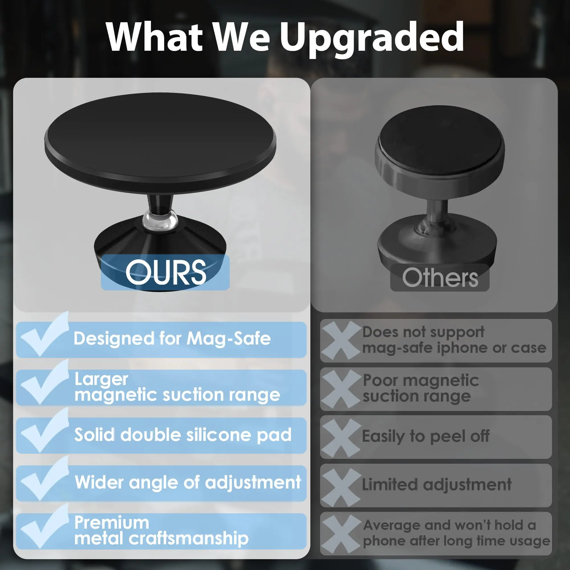 حامل هاتف مغناطيسي من Gym Mate وحامل هاتف شفط مغناطيسي على الوجهين لـ MagSafe. قم بتصوير فيديو بدون استخدام اليدين أثناء العمل