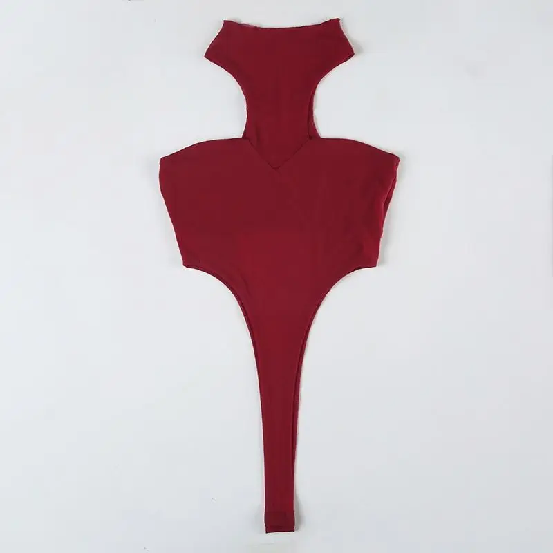 High Neck Slim Fit Jumpsuit with Snap Buttons, Edgy Vintage Streetwear for Spring Summer Women's Y2K Gothic Cutout Bodysuit