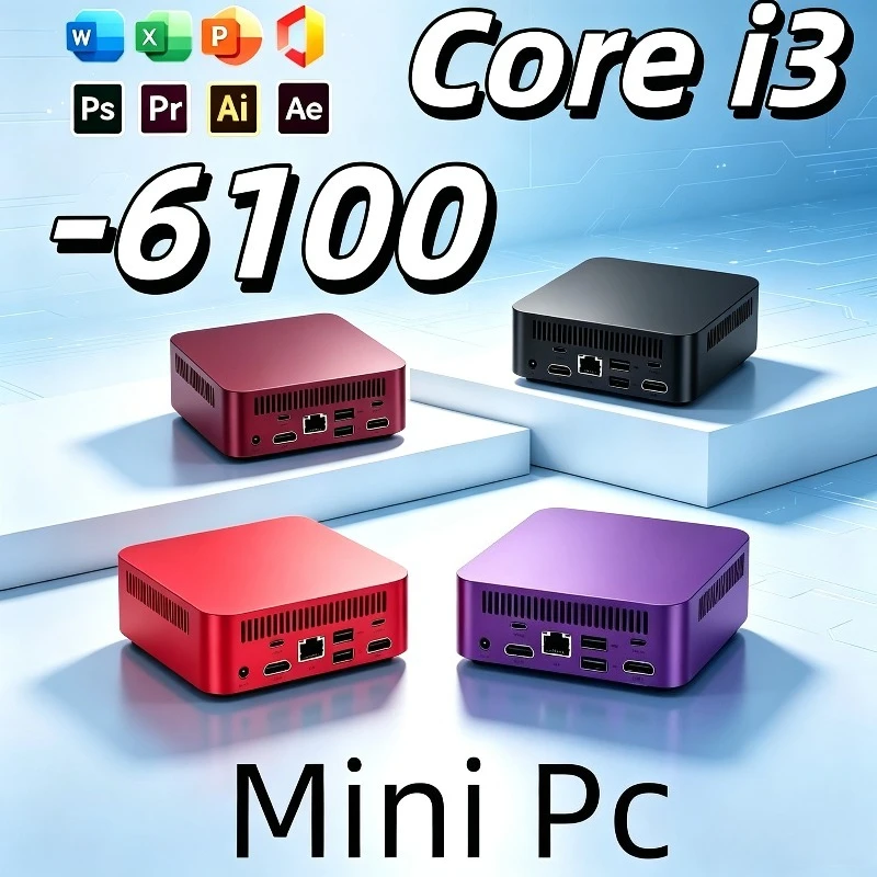 2026 High Performance Mini Pc Intel i3-6100 Mini PC Computer 16GB RAM 1TB SSD Gaming PC Wifi 6 BT5.2 Mini PC Desktop