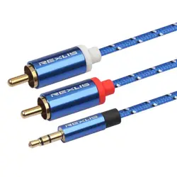 Audio Cable 0.5/1/1.8/3/5/10/15m RCA Audio Cable 2RCA Male to 3.5mm Jack to 2 RCA AUX Cable Cotton Braided Splitter for Home MP3