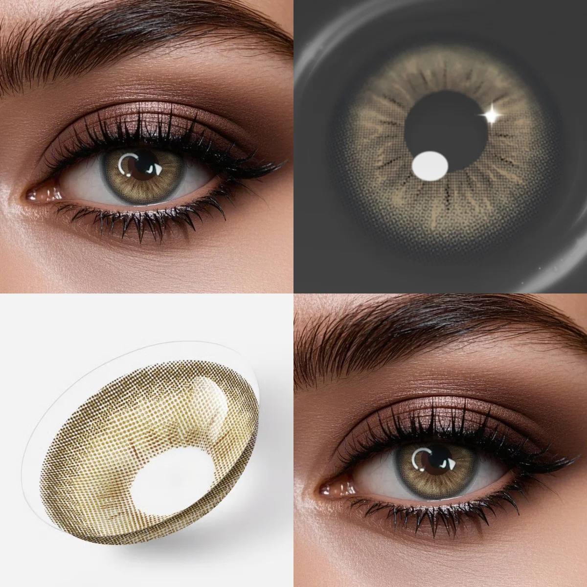 VISUASHOW 1 Paar braune Linsen, schwarze farbige Kontaktlinsen für Augen, natürlicher Stil, große Augenlinsen für Frauen, natürliche Schönheit, Schüler