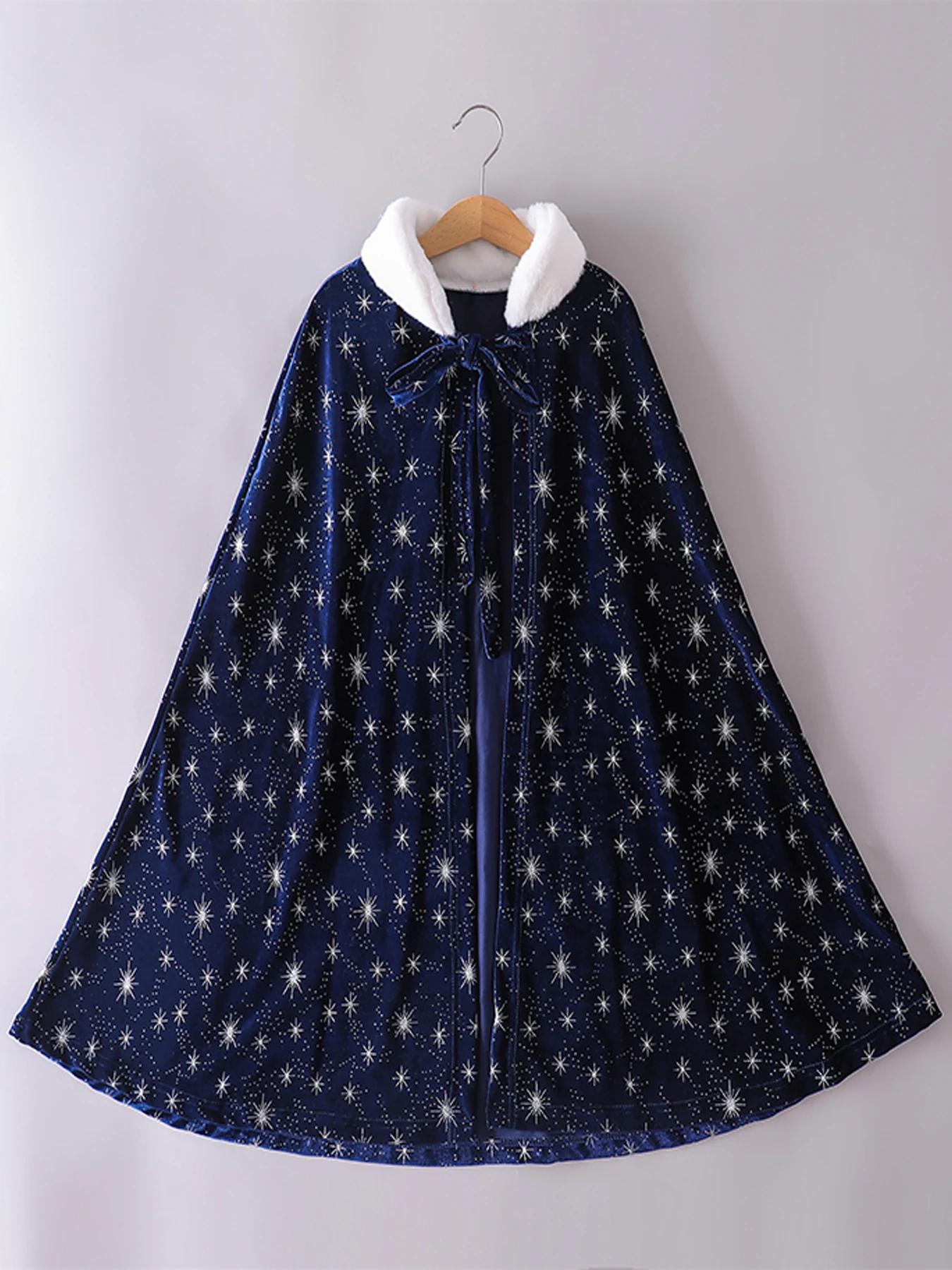 

Long Blue Cape With Hood Soft Woven Cartoon Character Style Casual Wear Suitable For Halloween Cosplay Stage Performance