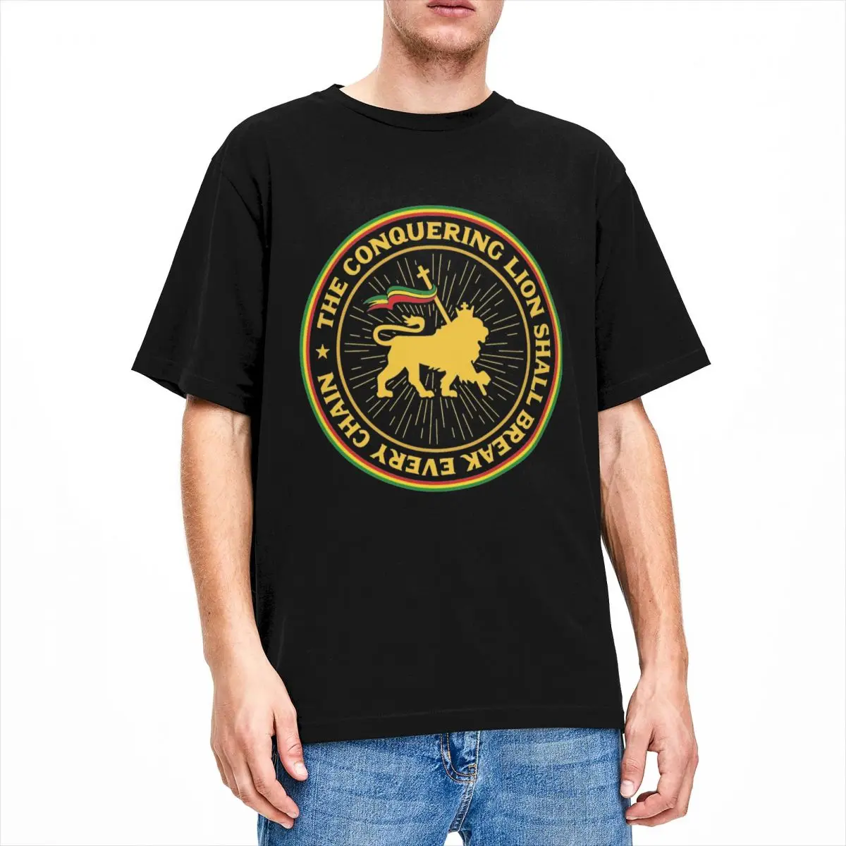 Jamaica Lion Of Judah Rastafari Rasta Stuff Shirt Men Women Rastafarianism Funny 100% Cotton Tees Birthday Present Clothes