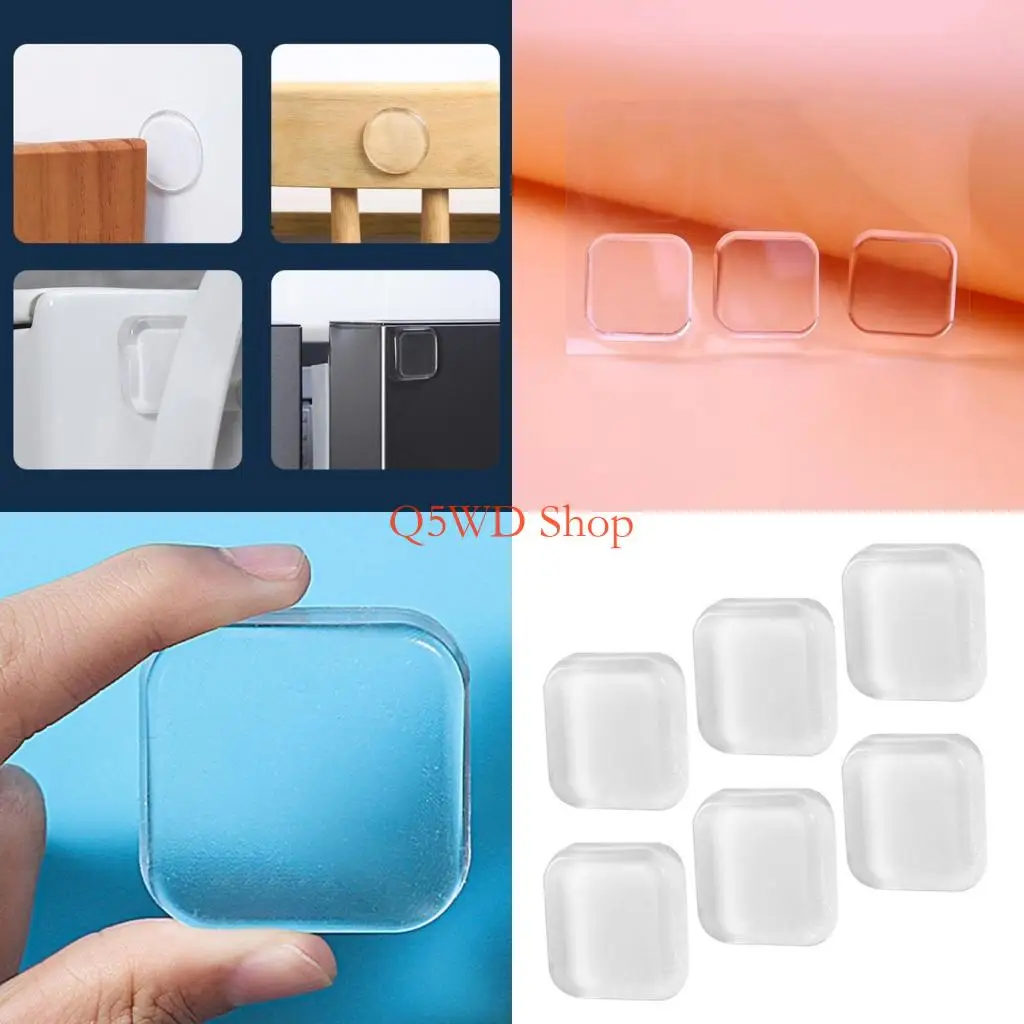 

Q5WD, 6 шт./компл., универсальные защитные накладки для стен, прозрачные квадратные подушечки, наклеенные на резиновые удары и
