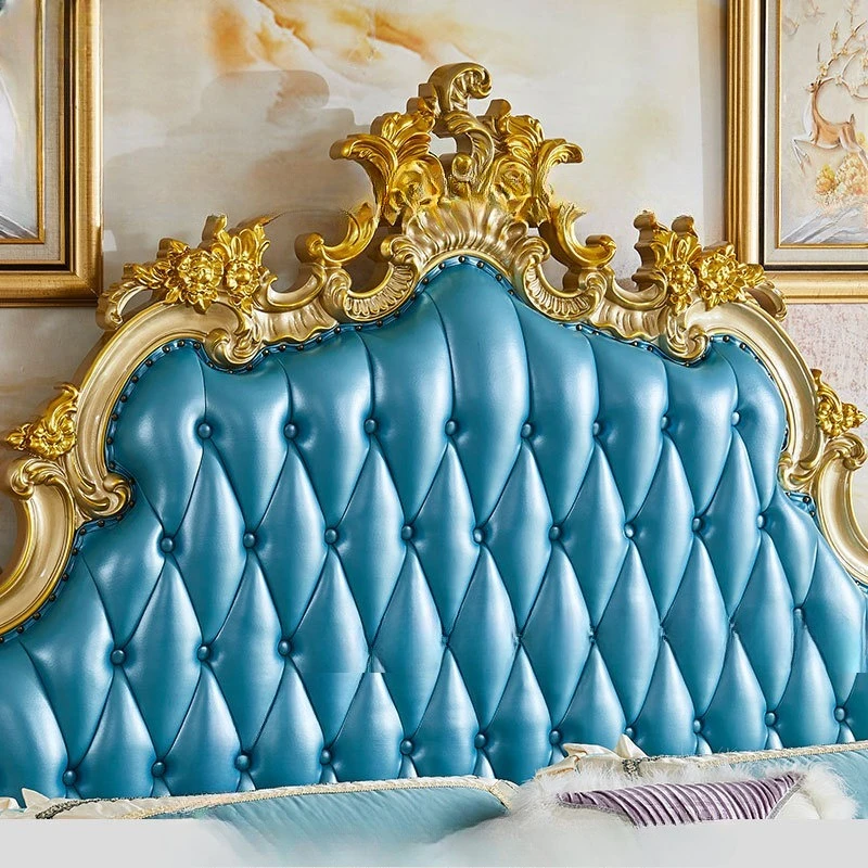 European leather solid wood bed high-end double 1800x2000 master bedroom storage luxury