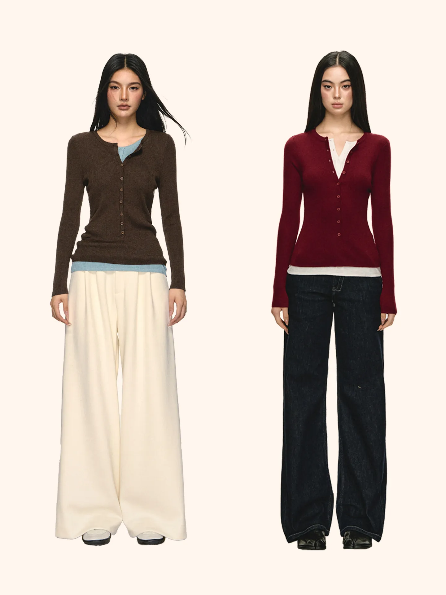 

Anna Aneae Women's Knitted Wool Long Sve Base irt Spring Season Color Blo Unique Inner Wear Slim Fit Casual Sle