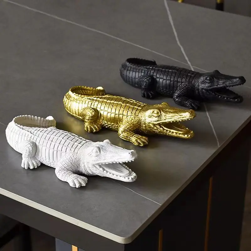 Home Decor Crocodile Wildlife Statue Sculpture Decoration Abstract Animal Figurine Room Desk Home Interior Decorating Gift - view 4