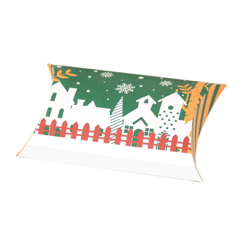 Natal Tema Kraft Papel Travesseiro Caixa De Presente, criativo Xmas Favor Candy Caixas, Embalagem Sacos De Presente, Ano Novo Festa Suprimentos, 10Pcs