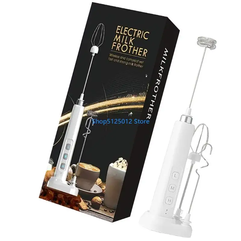 G8TC Multifunction Electric Whisk with Milk Frother Attachment 3 Speed Setting Rechargeable for Coffee Preparation and Baking