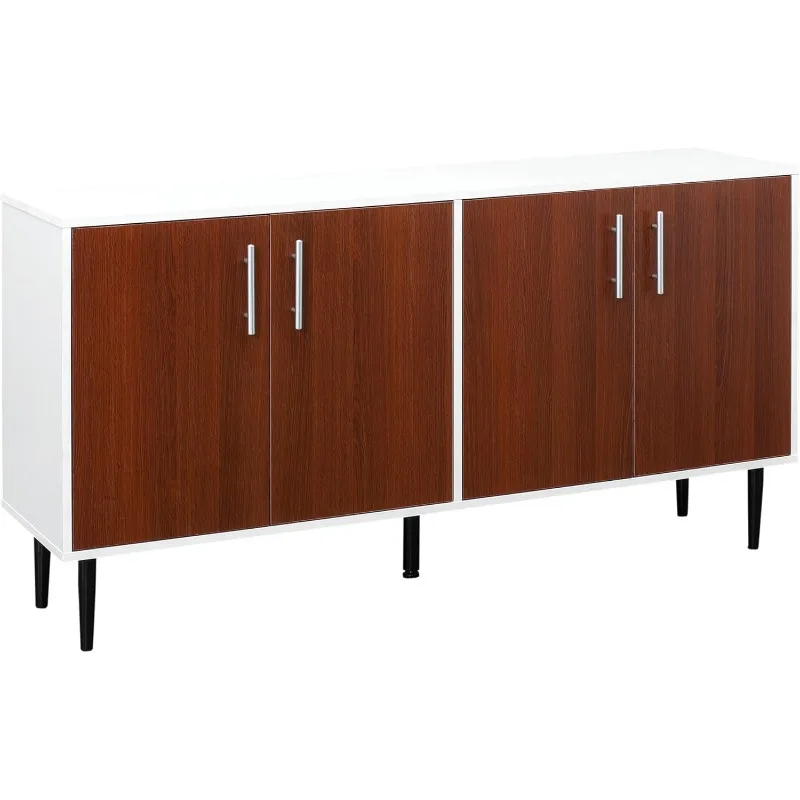 Modern Sideboard, Buffet Cabinet, Console Table with Adjustable Shelves, Anti-Topple Design, and Large Countertop, Brown