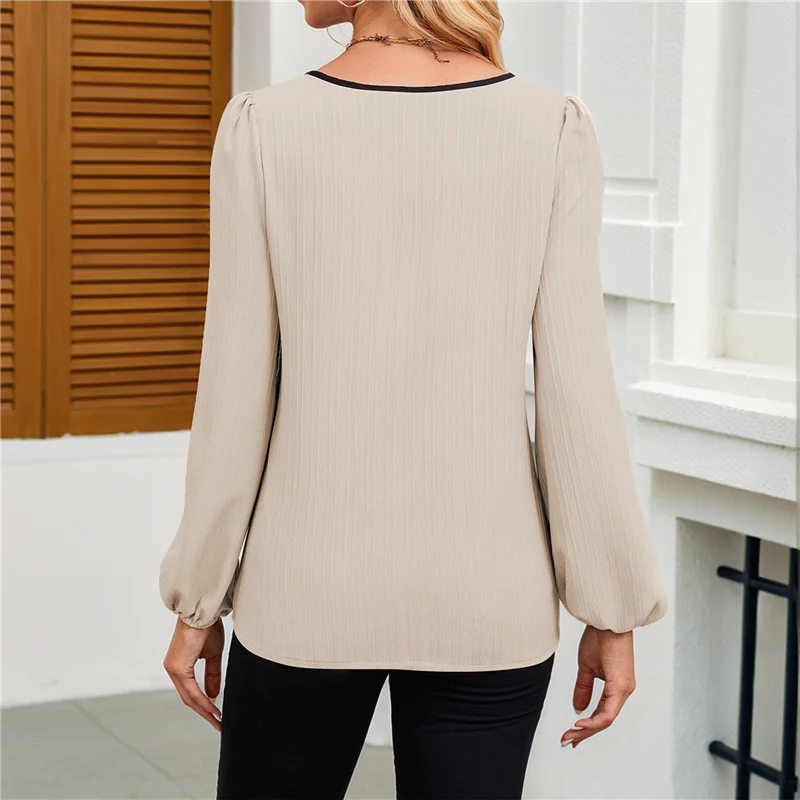

ASDS-Womens Dressy V Neck Color Block Business Casual Blouses Long Sleeve Work Shirts Fall Trendy Clothes