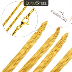 LUXUSTEEL 1mm-2mm-3mm 1pcs-10pcs/Lots Stainless Steel Round Snake Chain Necklace Men Women Necklaces DIY Wholesale Inoxidable