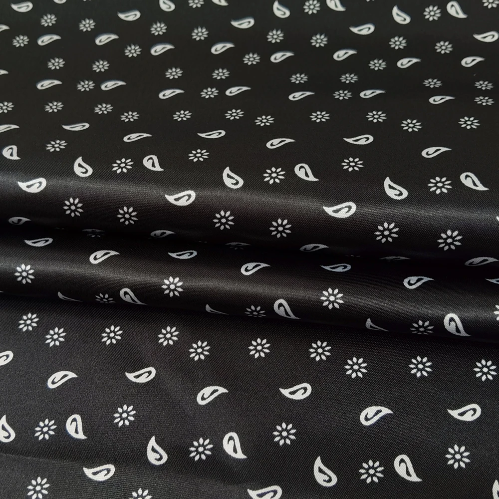 1 Meter x 1,48 Meter Retro Blumenmuster Paisley Satin Stoff Schal Seidiger Charmeuse Schal Futtermaterial – Detail 29
