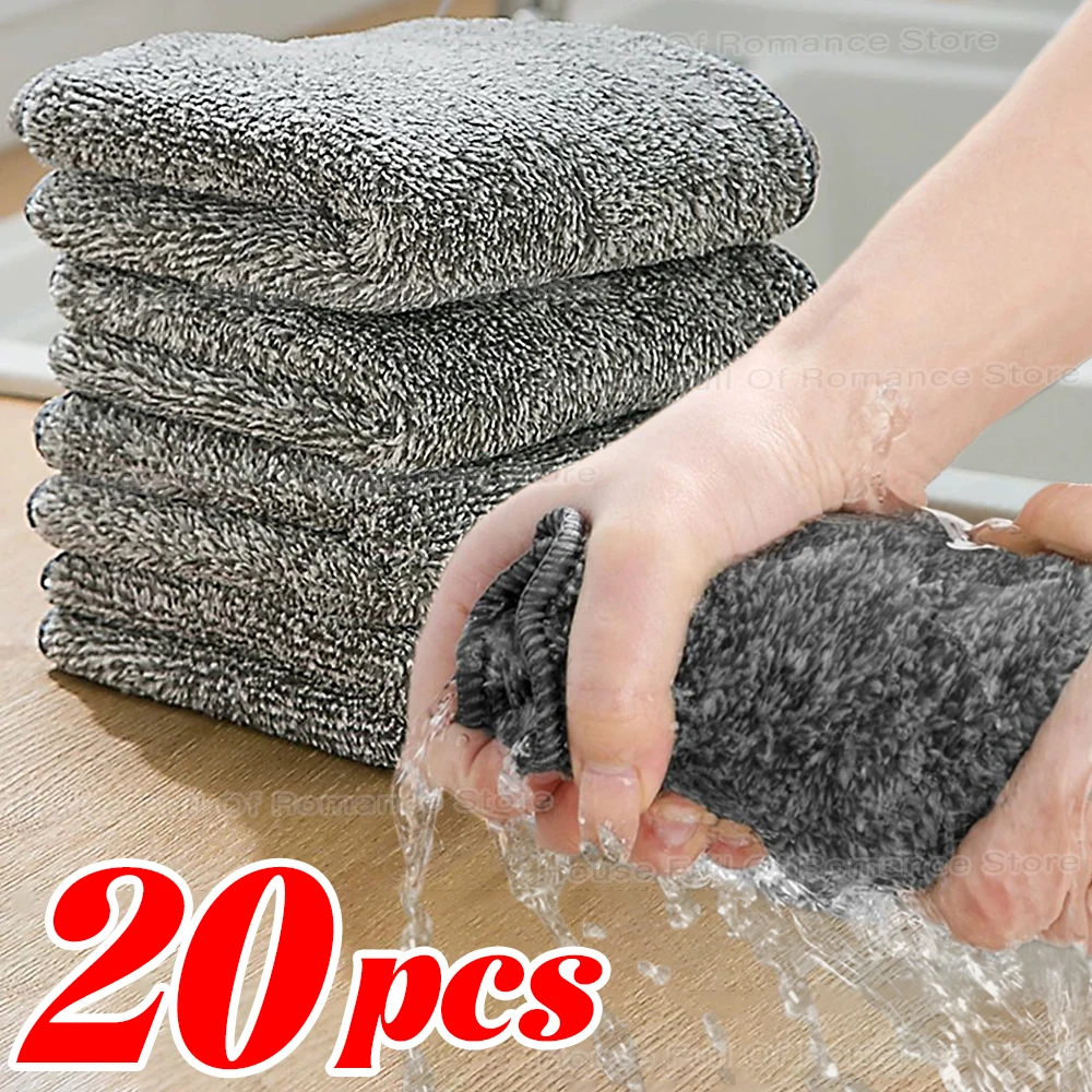 Verdikte absorberende handdoek Bamboe houtskool Reinigingsdoekje Keuken Microfiber Vodden Zachte afwas Huishoudelijke schone handdoeken