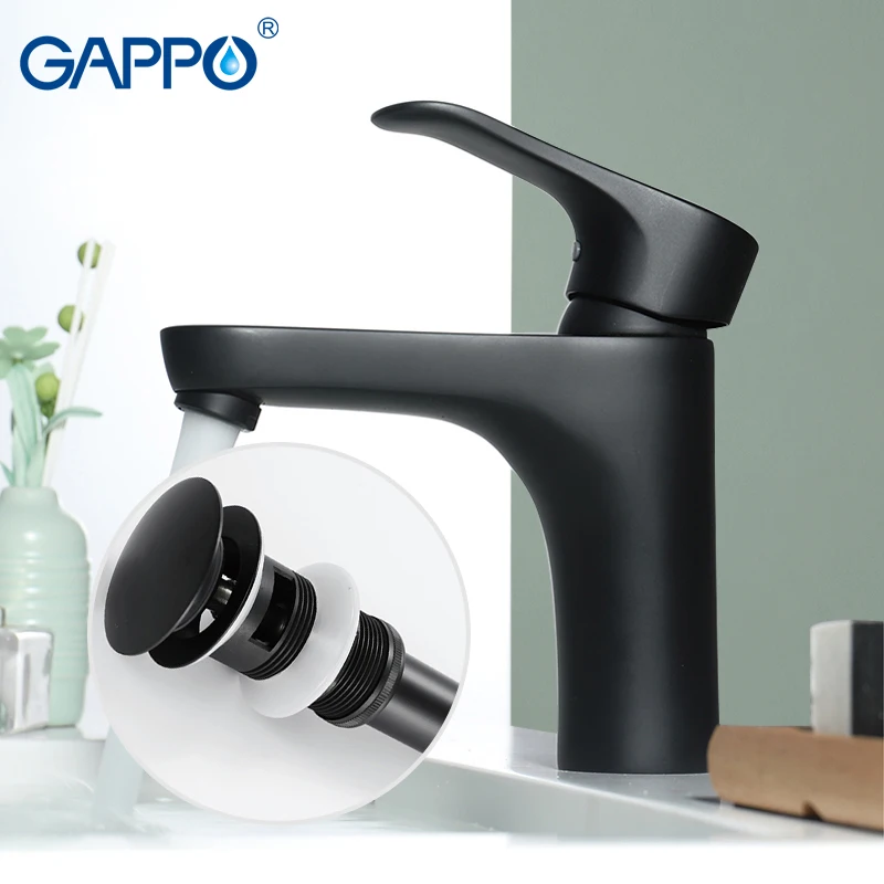 

GAPPO Matte Black Basin Faucet Deck Mounted Wash Basin Sink Faucet Brass Tap Hot & Cold Water Mixer Taps torneira