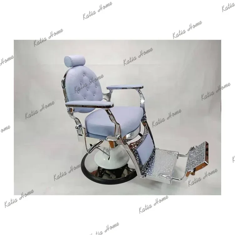LSFactory Supply 360 Degree Rotate Extra Large Chrome Base Heavy Duty Retro Aluminium Barber Chair