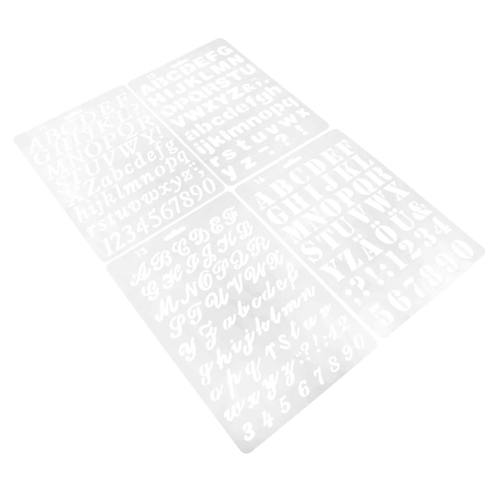 8Pcs Multi-Function Alphabet Letter Number Stencils Large Clear Pattern Pet Reusable Stencil for DIY Crafts School Projects Home