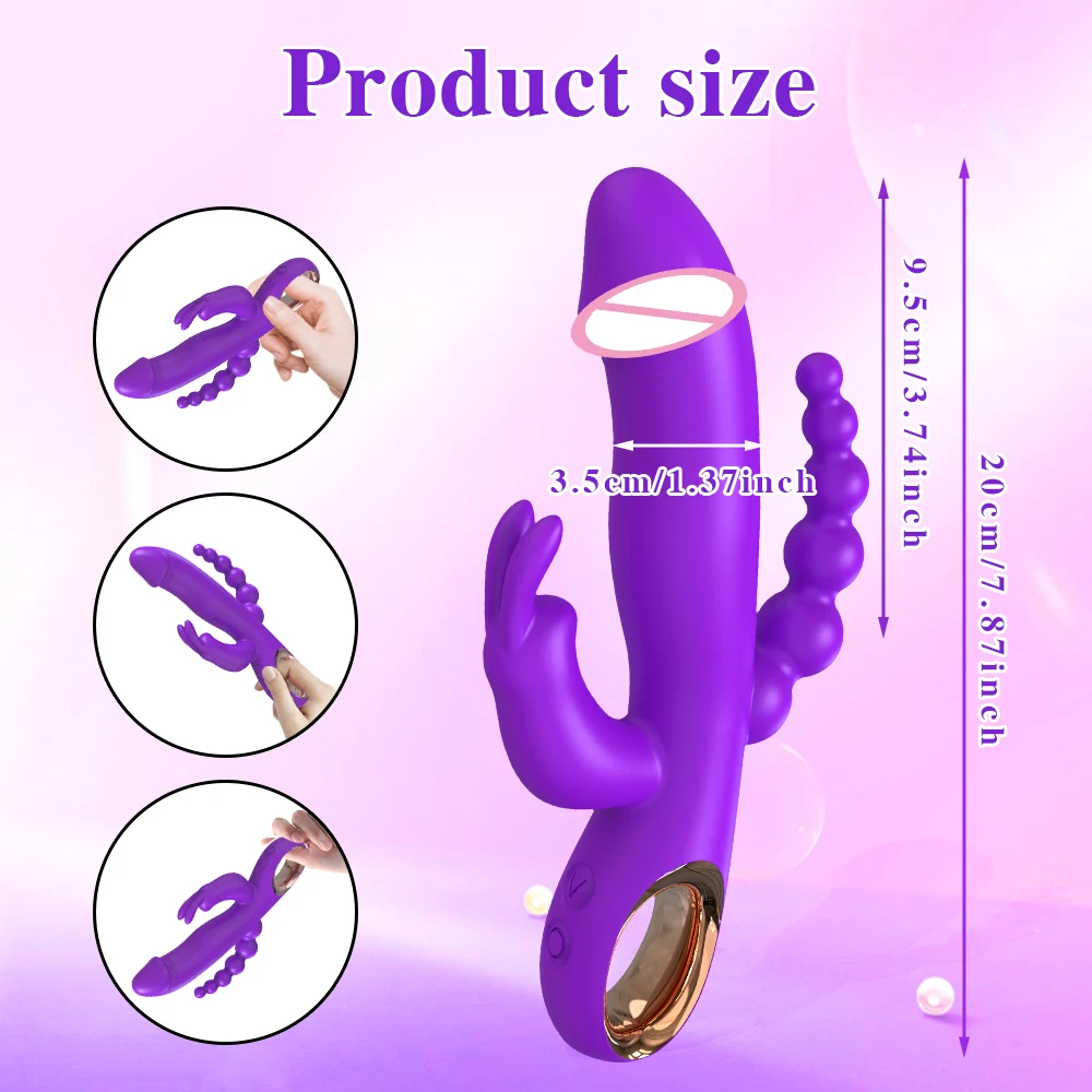 Rabbit Thrusting Vibrator for Woman 3 in 1 G Spot Clitoris Stimulator Vagina Massager Female Masturbator Backyard Anal Sex Toy