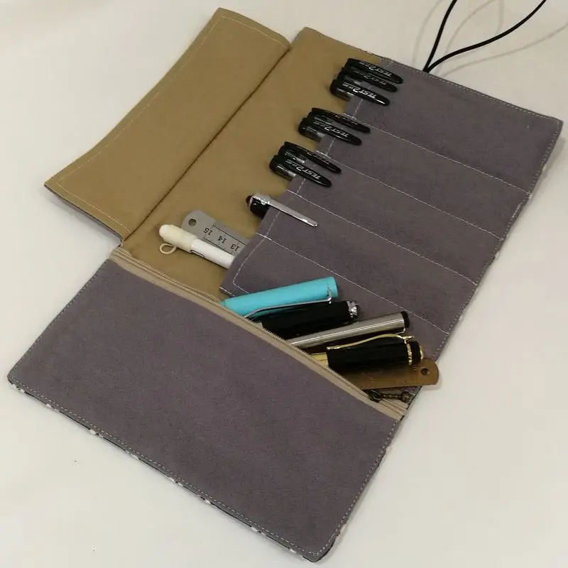 

Embroidery Rolling Pen Bag Rolling Pen Bag Pen Cover Portable Storage Stationery Bag Pen Curtain Large Capacity Cute Bags