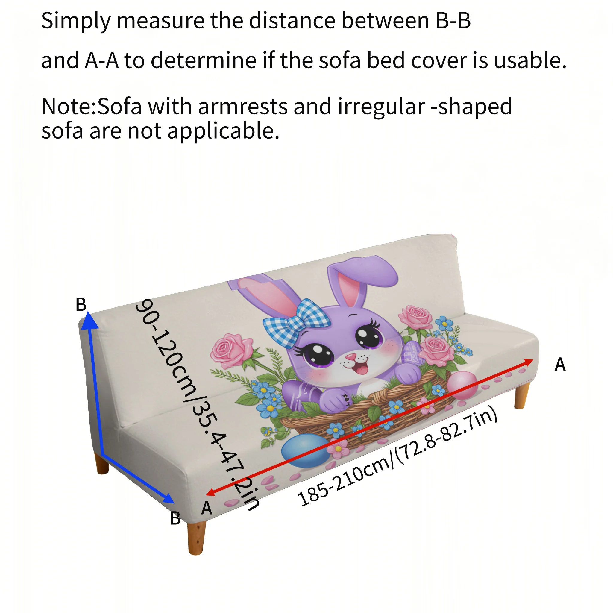 Flower basket rabbit sofa bedspread, elastic armless sofa cover, dust-proof and non-slip furniture protective cover