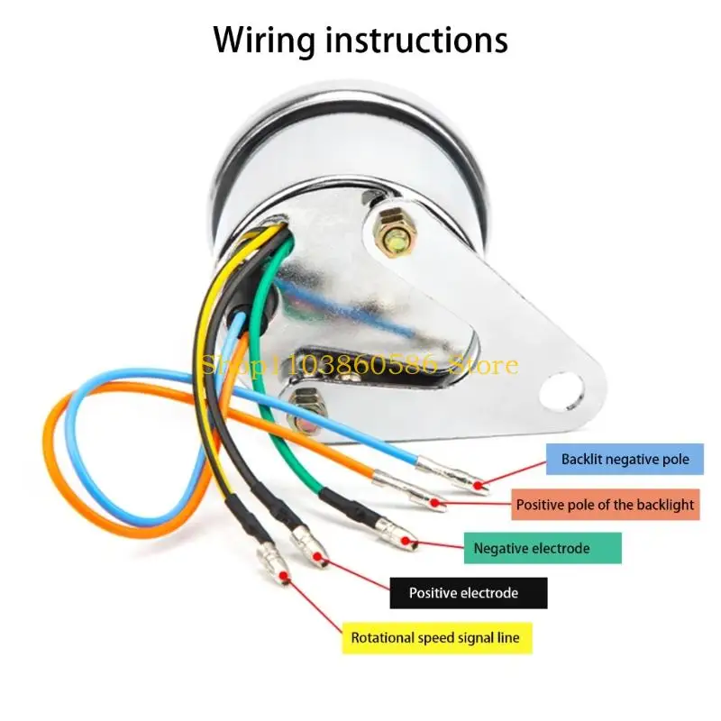 242A Stainless Tacho Gauge with Backlit Motorcycle Tachometer Universal Retro Style Motorbike Accessory 13000RPM Counter - view 4