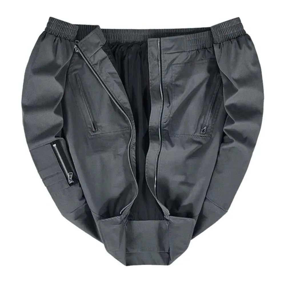 

Мужская однотонная куртка на молнии Мужская куртка для подростков Повседневная верхняя одежда Мужская спортивная куртка с несколькими карманами Полная застежка-молния