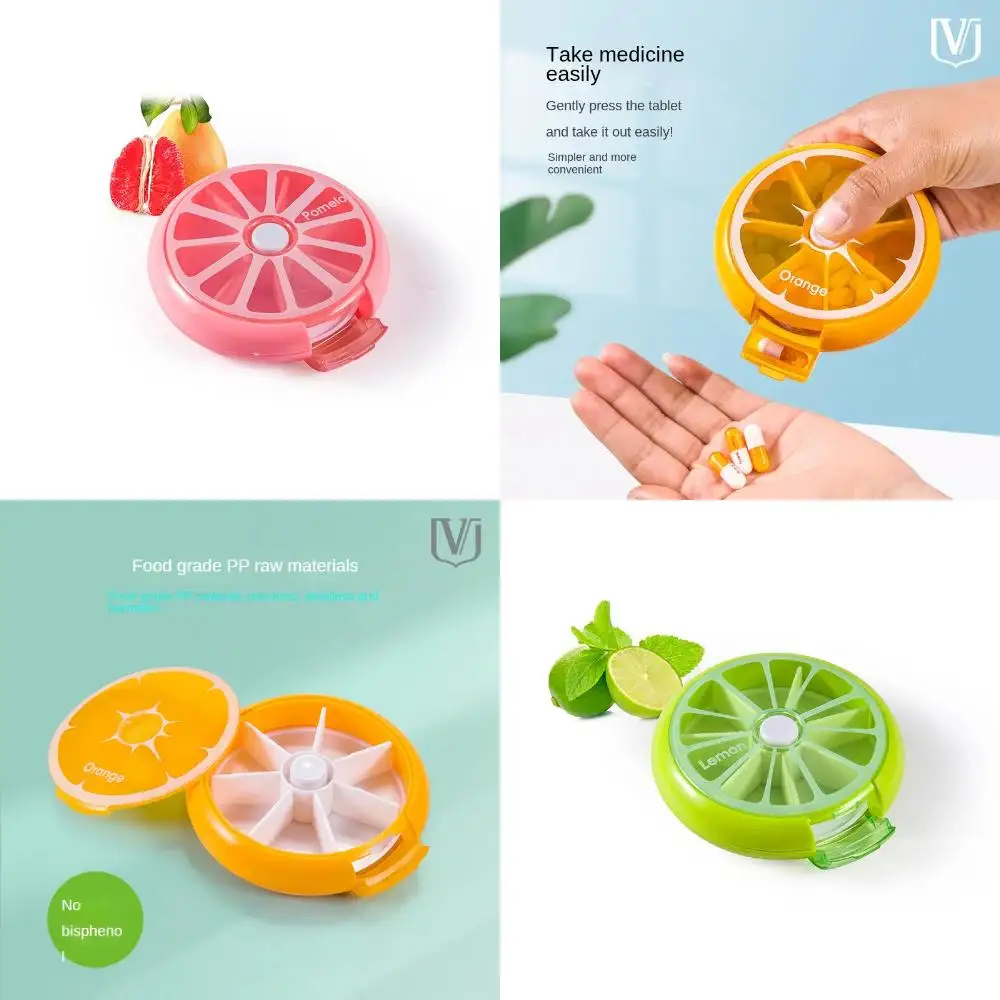 Portable Rotating Pill Storage Case with Fruit Shape Design for Convenient Daily Use, Plastic One-grid Pill Case Box for Organiz