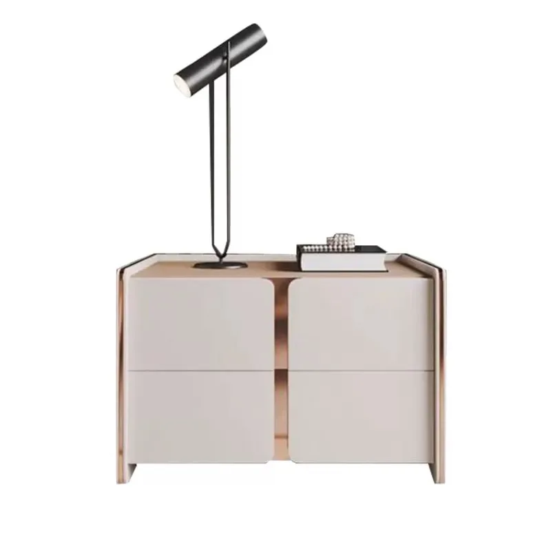 

Italian minimalist bedside table, bedroom bedside square side cabinet, high-end light luxury