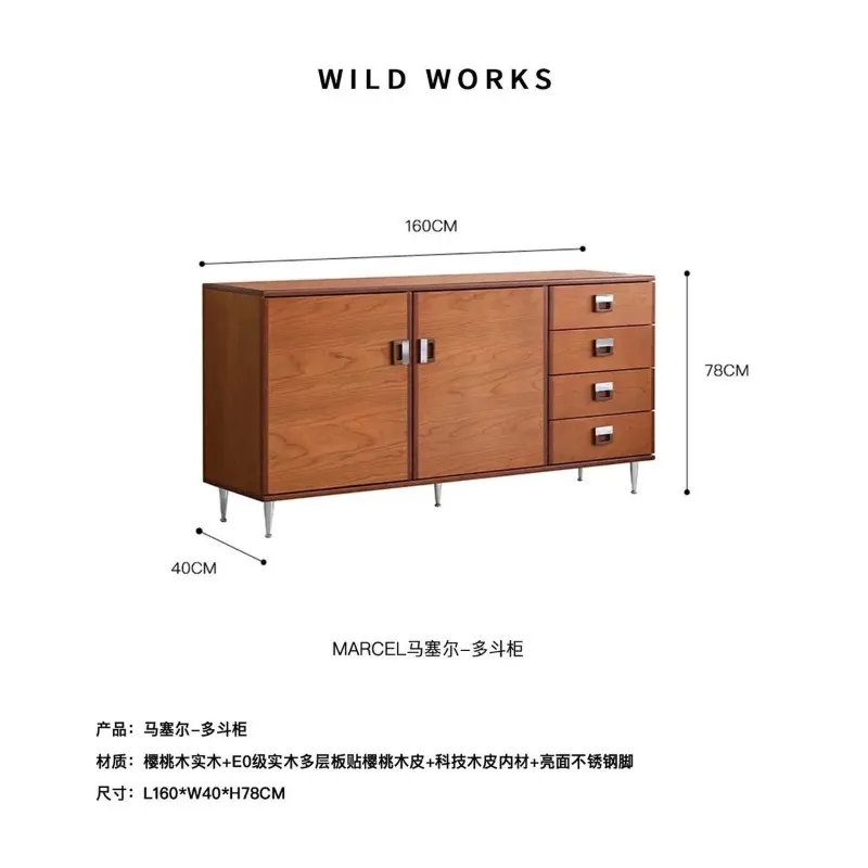 Medieval Marcel Side Cabinet Solid Wood Porch Chest Drawer Dining Side Cabinet Bedroom Storage Bauhaus
