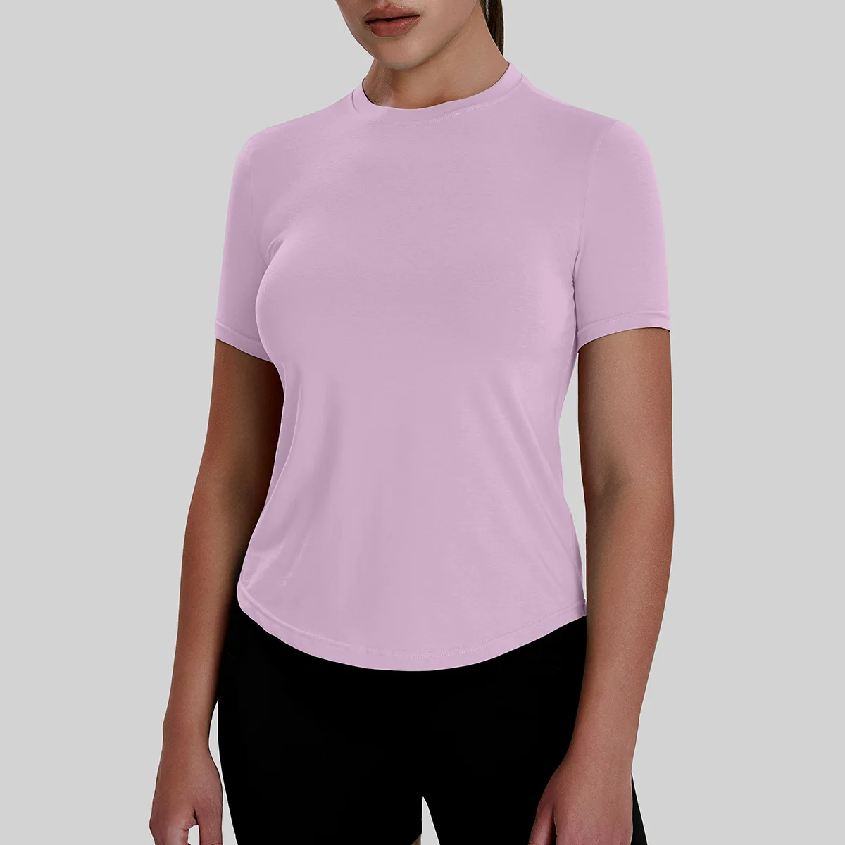 ملابس يوجا عالية المرونة برقبة دائرية، ملابس أوروبية وأمريكية ضيقة لظهر الجمال، رياضية ماصة للعرق، سريعة الجفاف للنساء