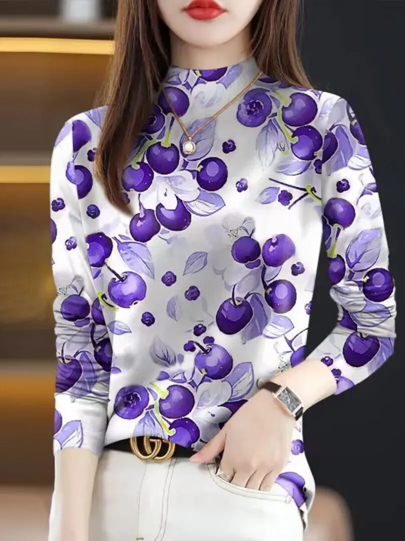 

Large Size New Sle Women's Long Sve T-irt Spring 2026 Anti-Aging Belly Covering High End Faion Commute Ethnic Univer...