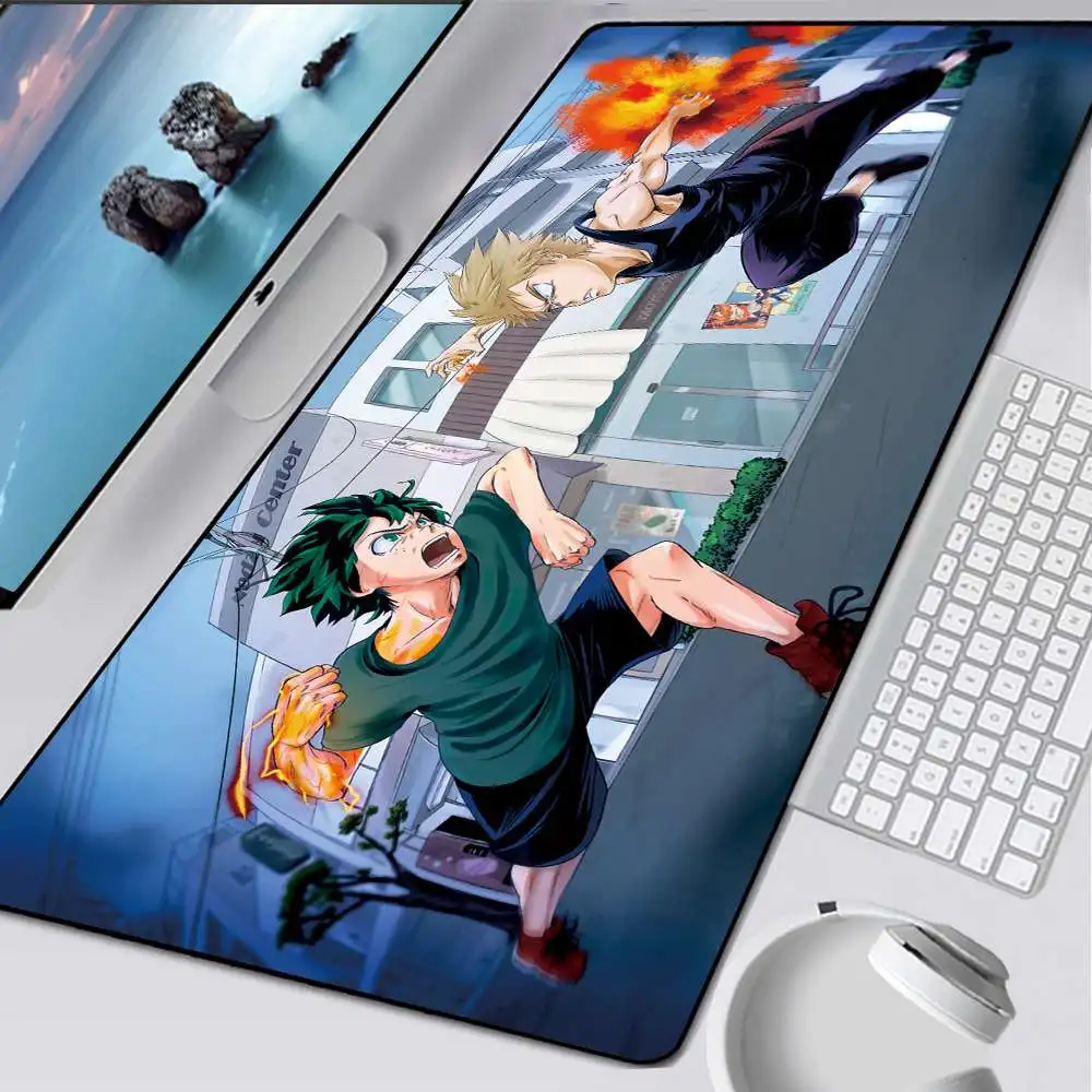 Anime japonês meu herói arte hd impressão xxl mouse pad gamer acessório quente grande bloqueio de computador borda teclado mousepad presente