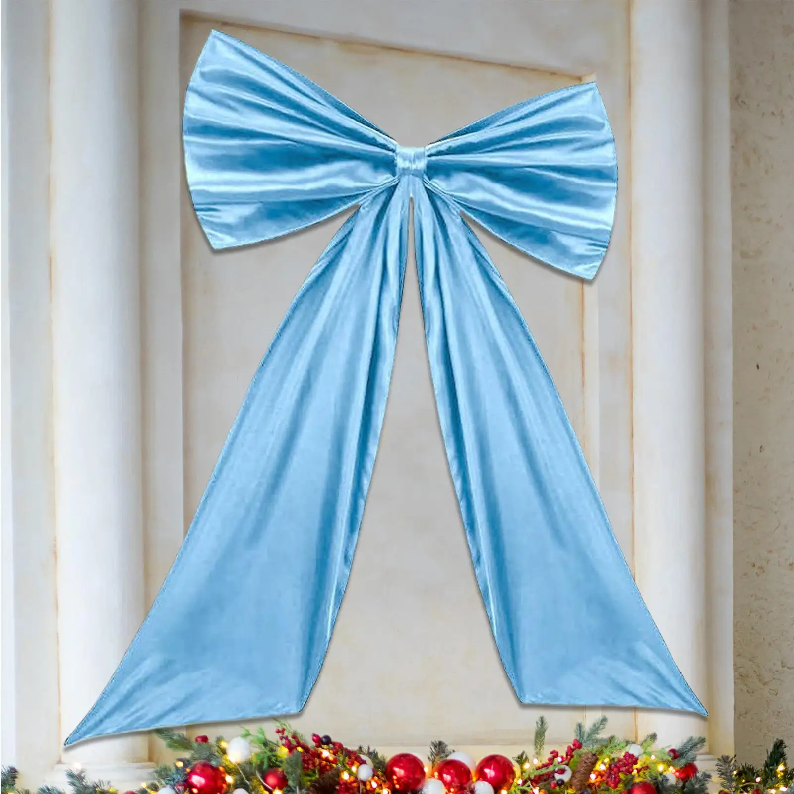 

4 шт., рождественский бант большого размера, домашний декор с галстуком, большой рождественский бант с длинными растяжками для настенного дверного венка