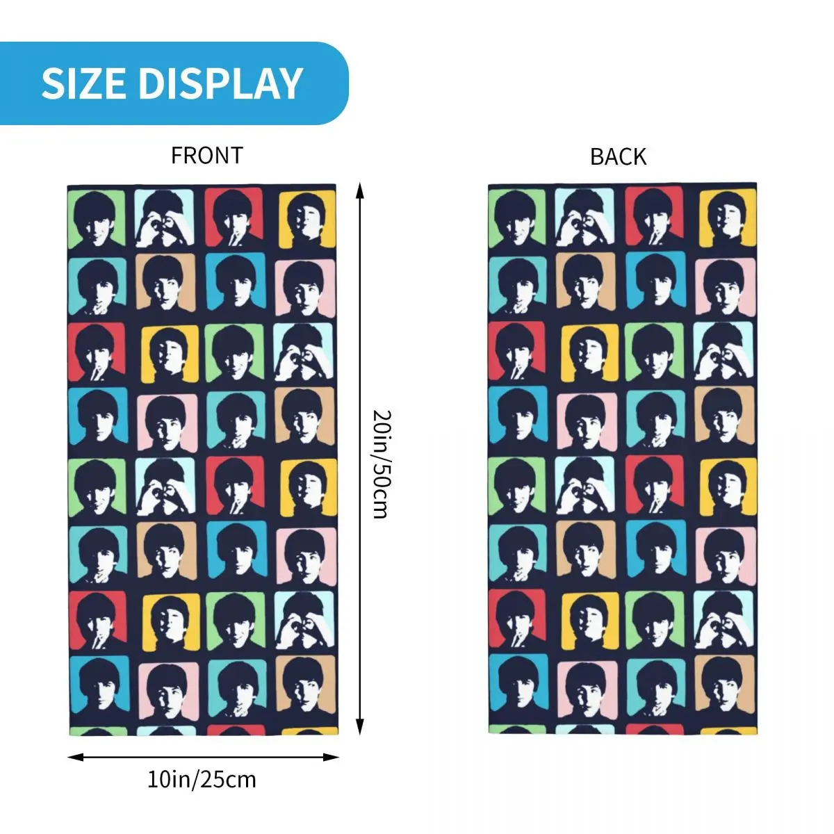 Custom Heavy Metal Rock The Beatle Bandana Neck Gaiter for Ski Camping Men Women Wrap Scarf Balaclava Warmer Face Scarf Cover
