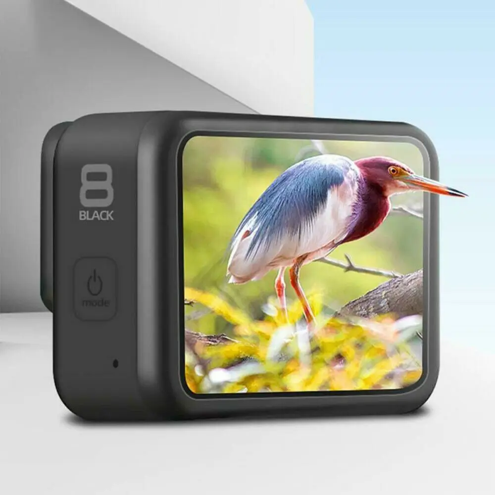 Protective Silicone Case For GoPro Hero 8 Black Tempered Glass Screen Protector Film Lens Cap Cover For Go Pro 8 Accessory