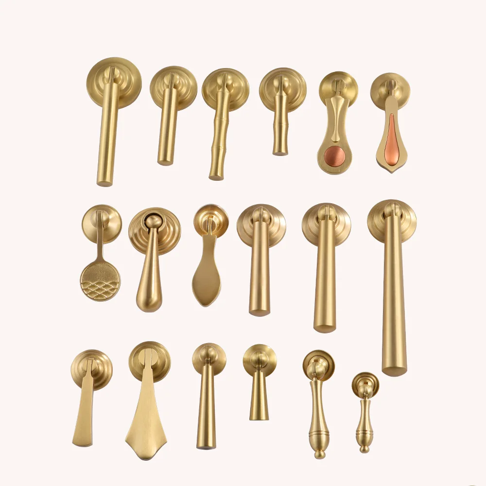 New Chinese Style Wardrobe Drawer Handle Single Hole Small Gold Light Luxury American Style Hardware Brass Cabinet Door Handle