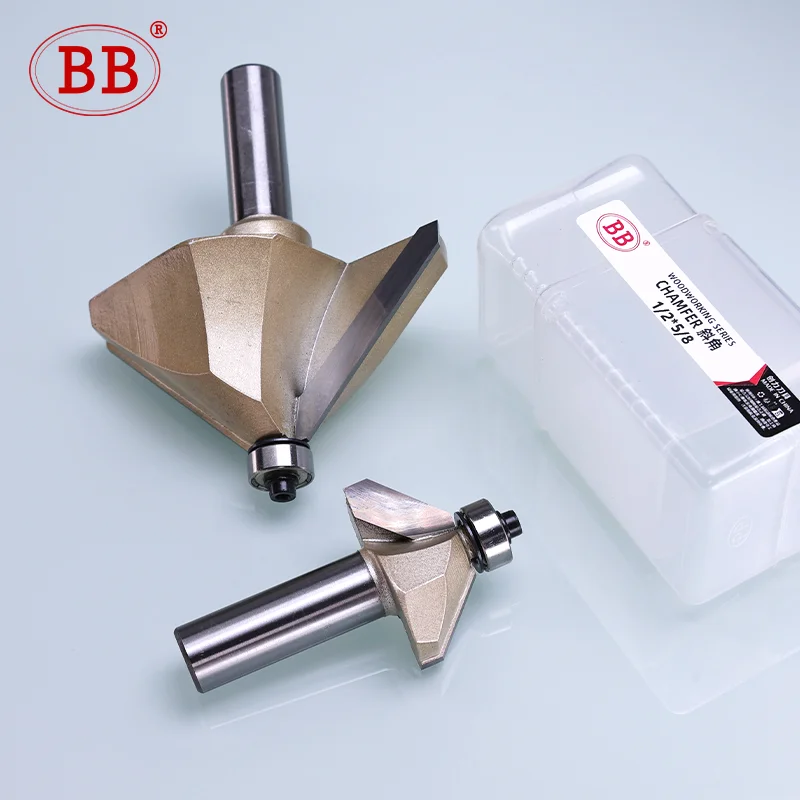 Imagem -06 - Bevel Cutter Chanfer Router Bit Rolamento 45 Graus Groove Flush Aparar Cônico Faça Você Mesmo Madeira Milling Tool Horse Nose bb