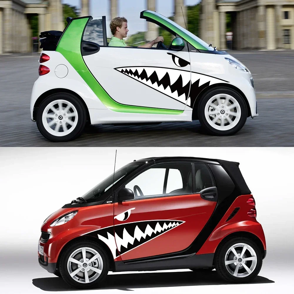 

Personality Shark Car Sticker Cute Cartoon Side Body Vinyl PVC Decals For Mercedes Benz Smart Fortwo W453 W451 Accessories